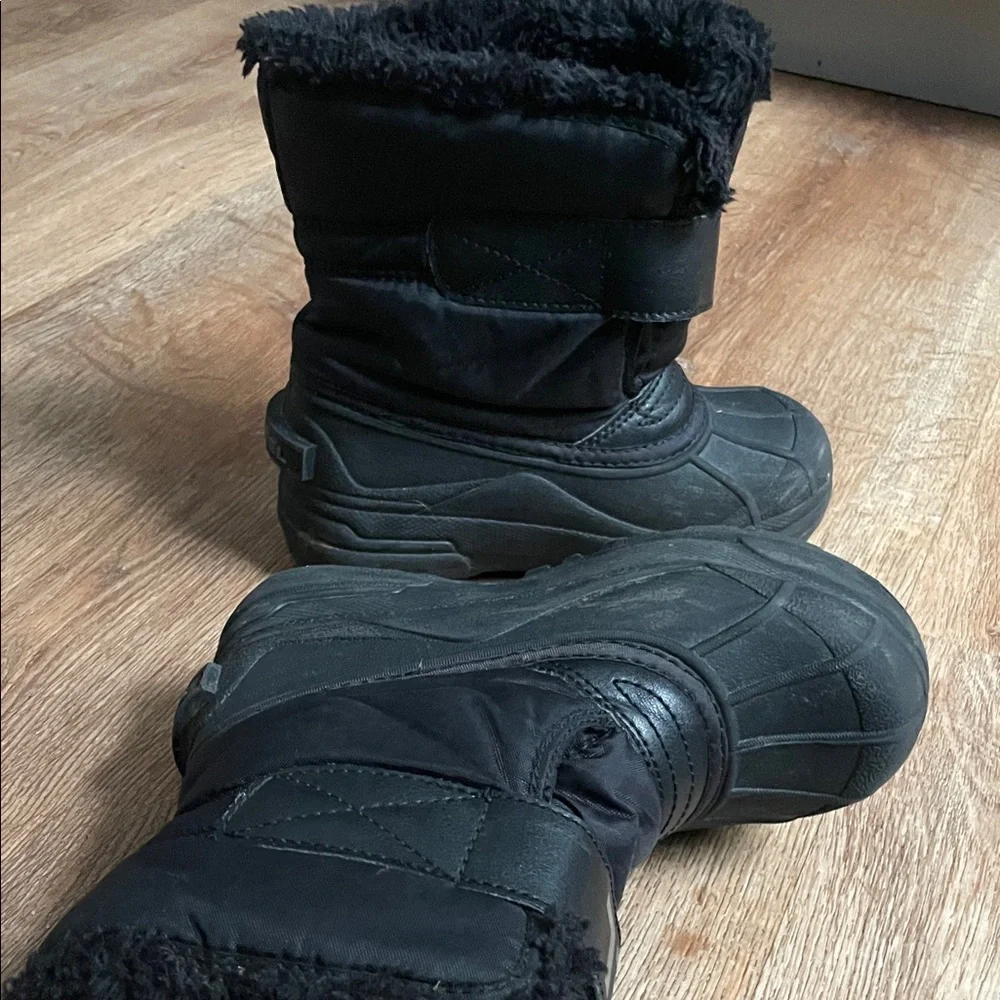 Sorel‎ Kids Black Snow Boots Waterproof Lined Winter Boots Strap Closure Great